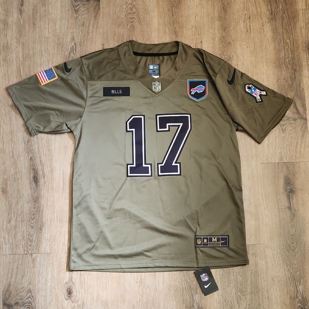 Josh Allen Buffalo Bills Salute Service Army Green Mens Fully Stitched New
